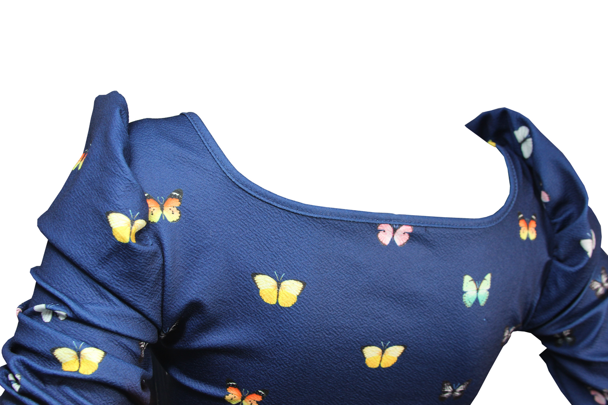 Blusa mujer manga farol estampado de mariposas